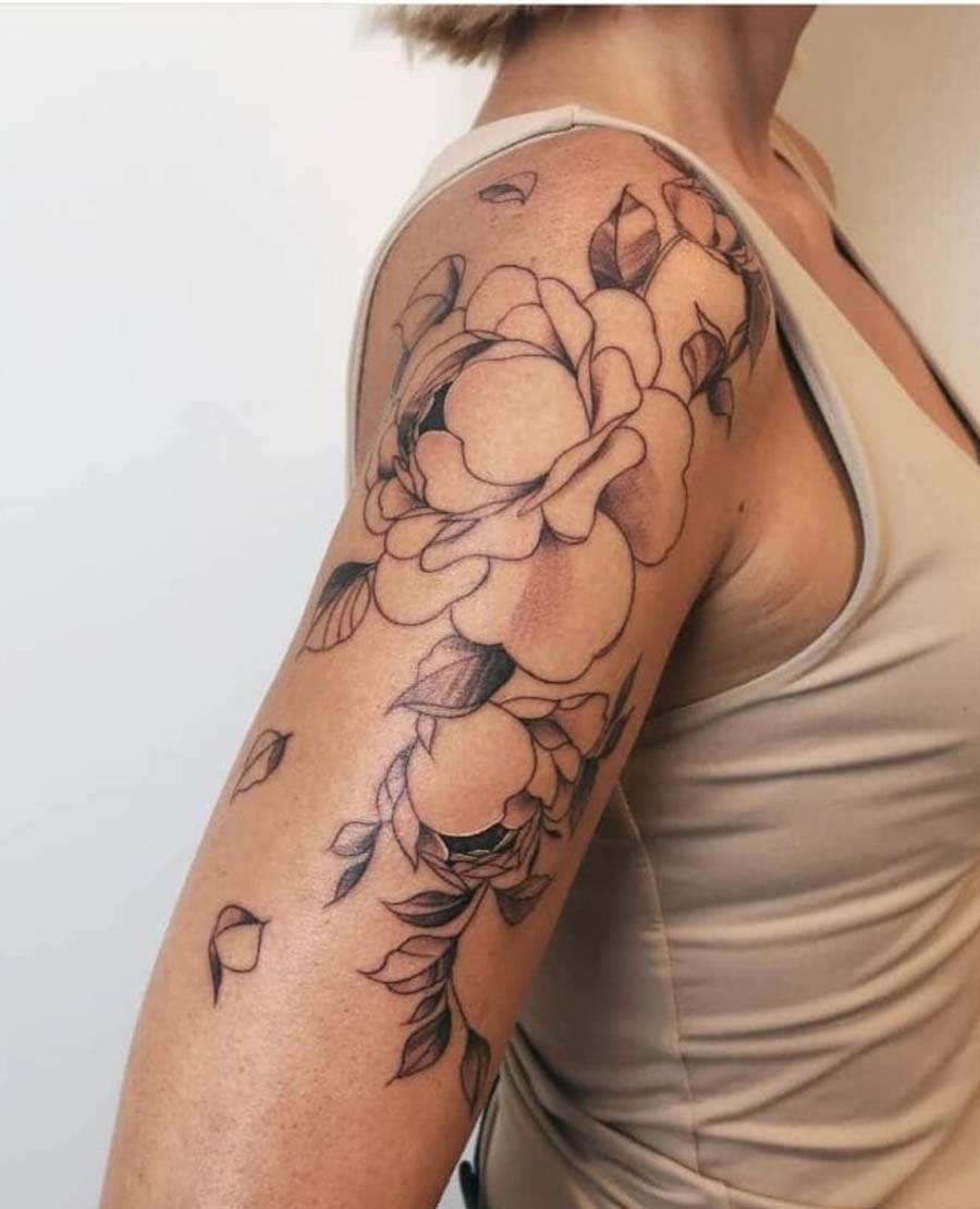 Abstract Floral Shoulder Tattoo