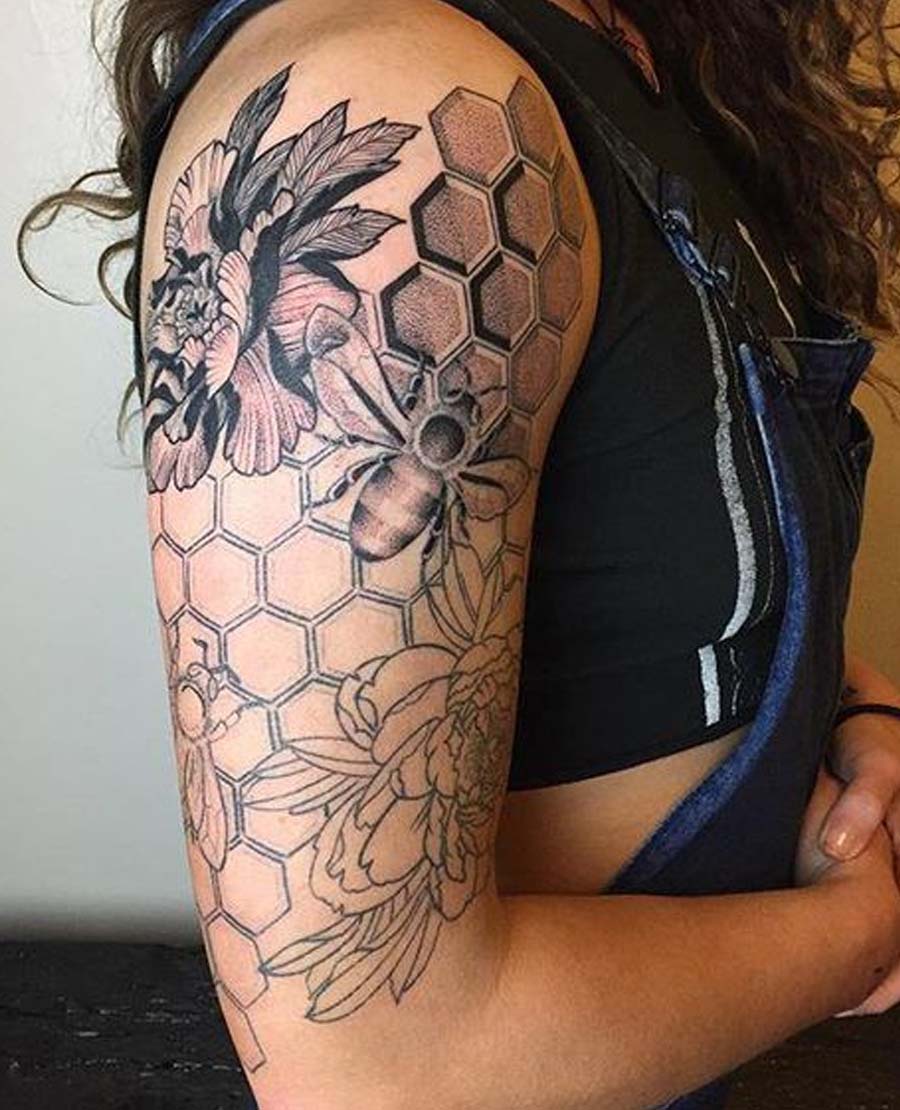 Honeycomb Shoulder Tattoo
