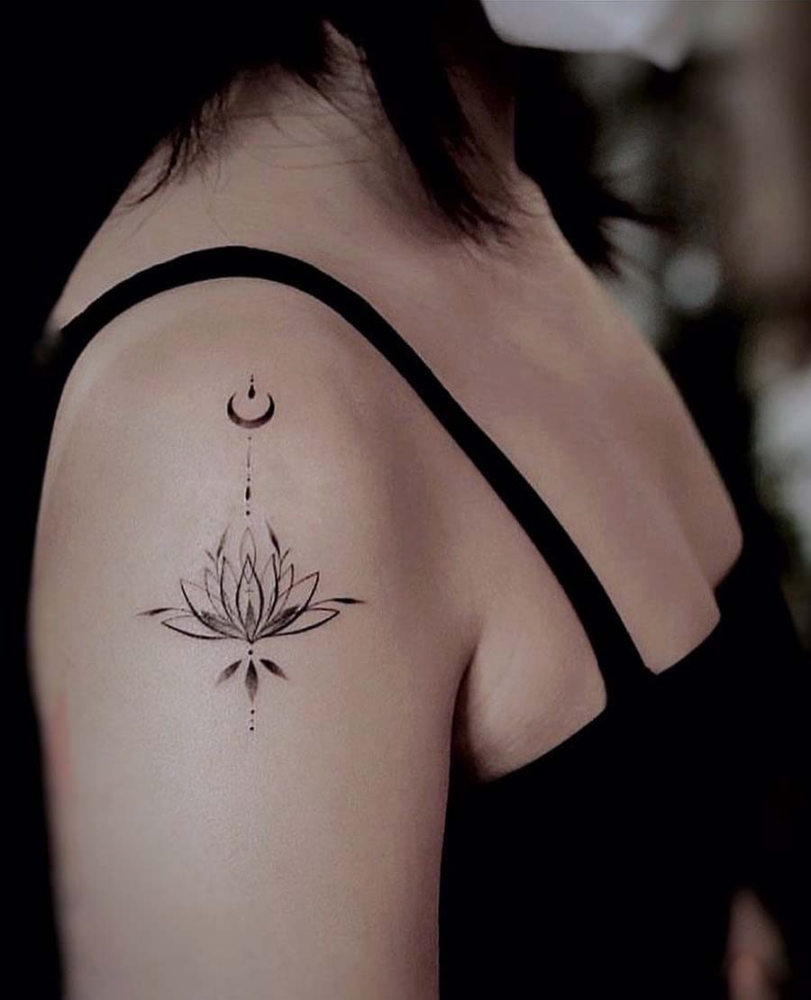 Lotus Shoulder Tattoo