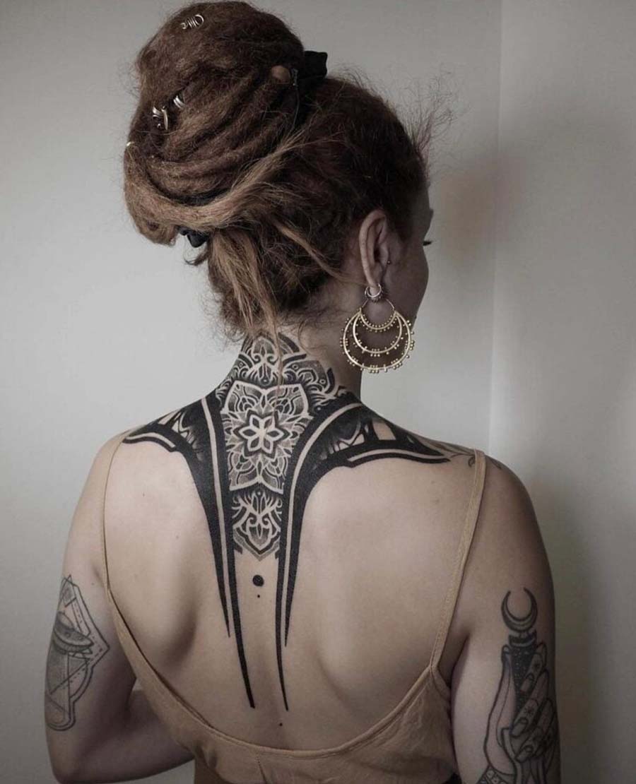 Neck and Shoulders Tattoo